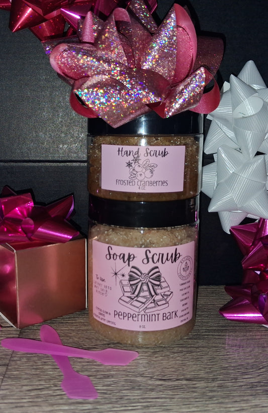 *Gift Set with Peppermint Bark Soap Scrub & Frosted Cranberries Hand Scrub + FREE GIFT